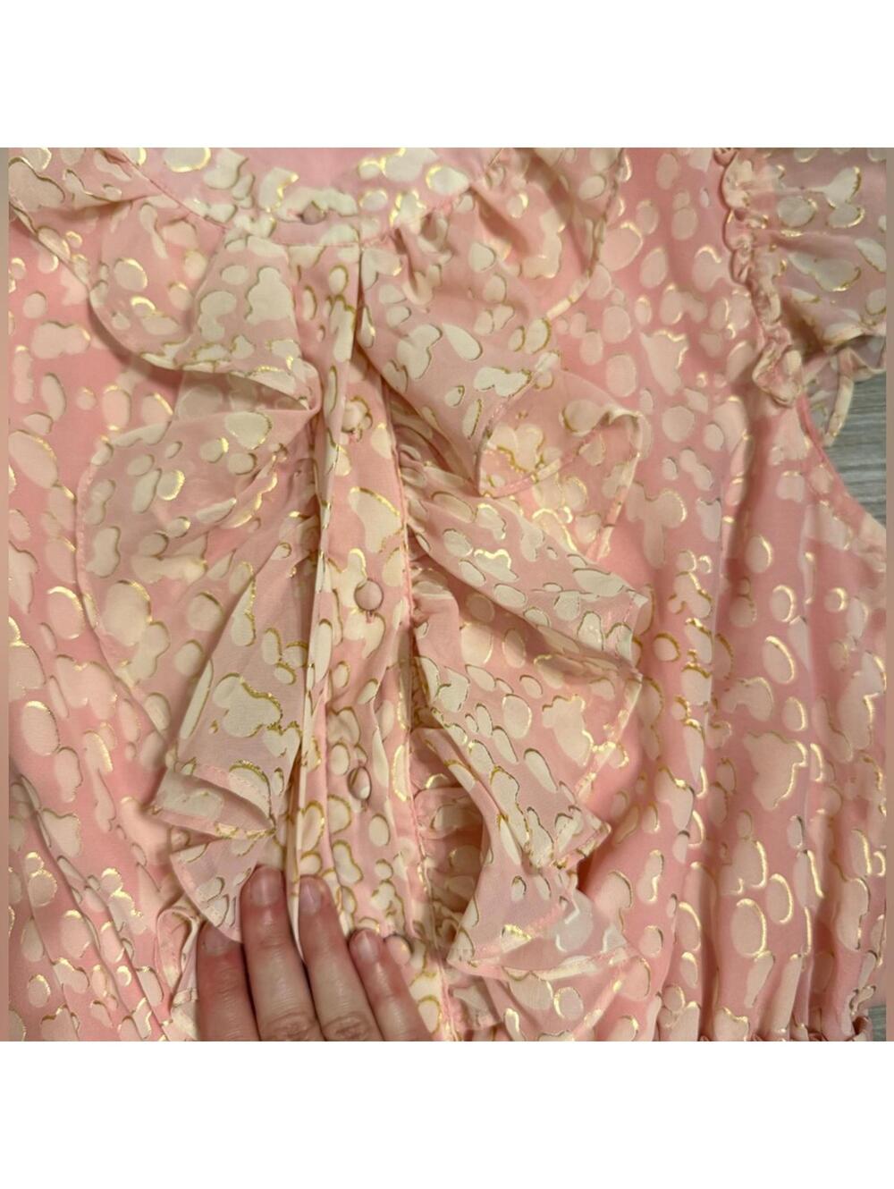 {SOLD} Buddy Love Pink Bubble Bath Astrid Ruffle Tiered Mini Dress XS - Picture 5 of 6